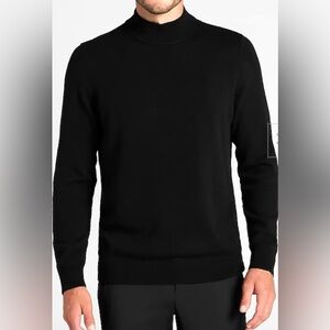 JoS. A. Bank mock neck Merino Wool Sweater Black Men’s L Classic Luxury Minimal